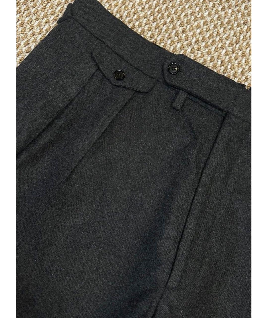 RALPH LAUREN PURPLE LABEL Серые шерстяные повседневные брюки, фото 5