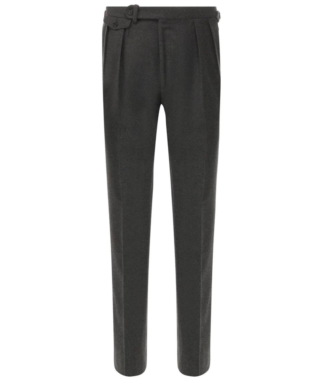 RALPH LAUREN PURPLE LABEL Серые шерстяные повседневные брюки, фото 9