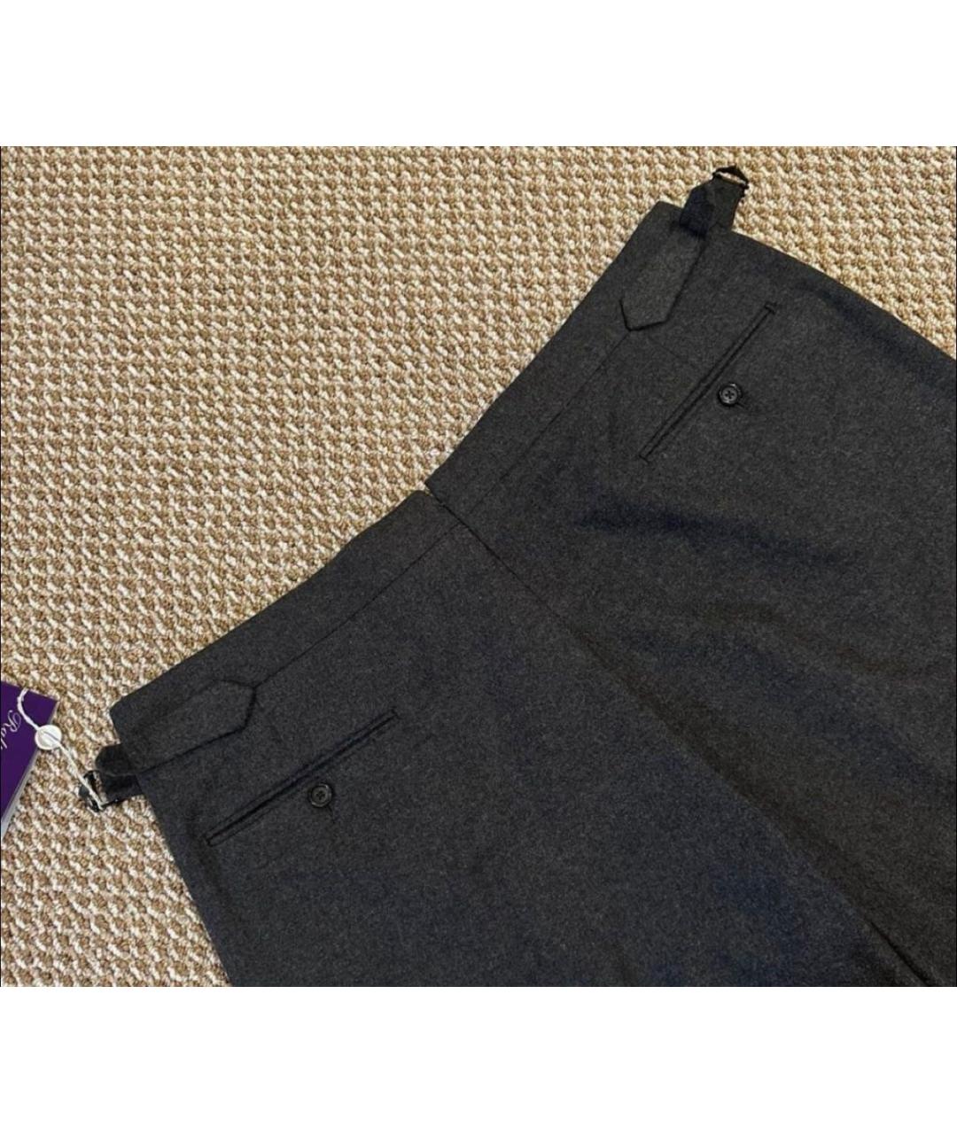 RALPH LAUREN PURPLE LABEL Серые шерстяные повседневные брюки, фото 7