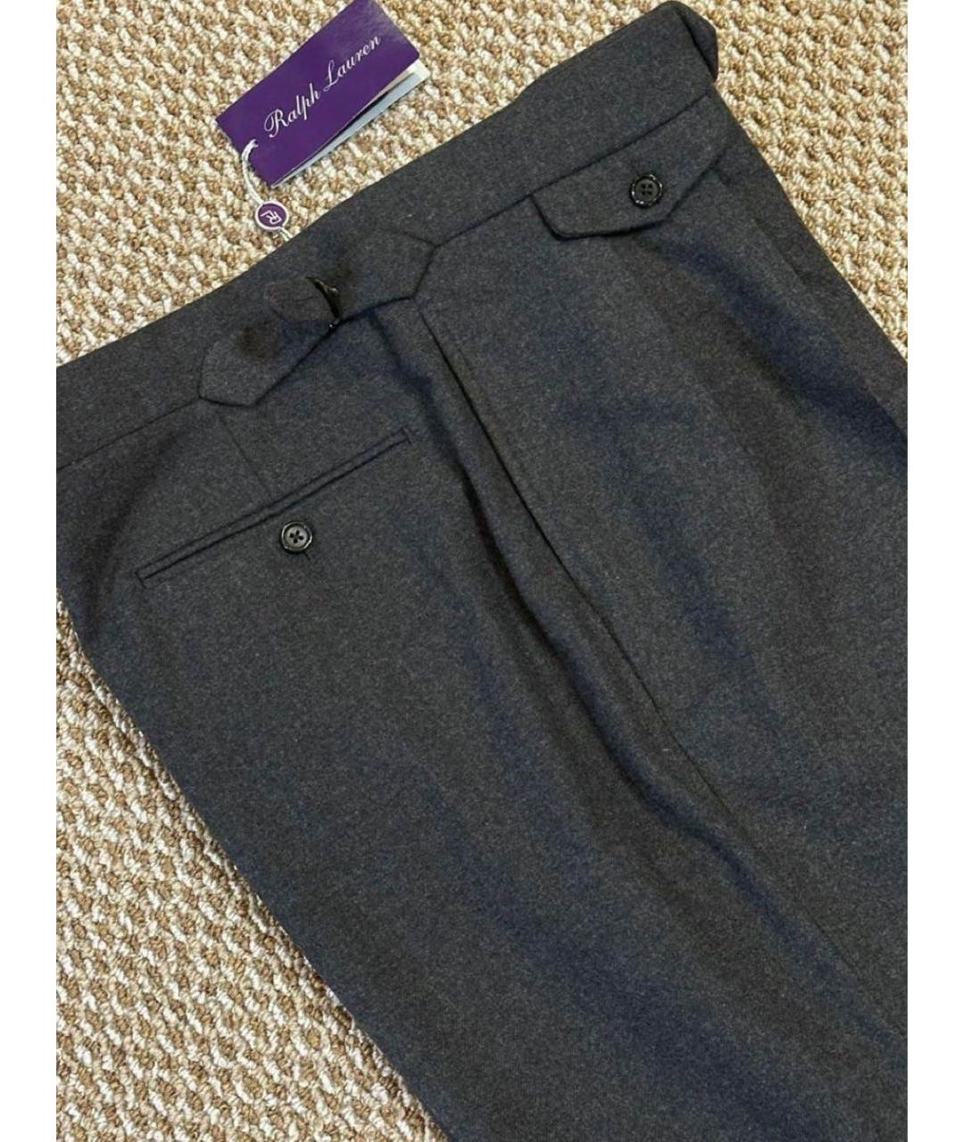 RALPH LAUREN PURPLE LABEL Серые шерстяные повседневные брюки, фото 6