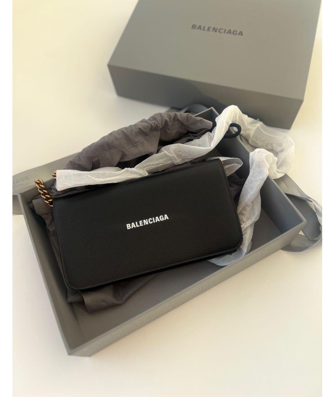 BALENCIAGA Черная кожаная сумка через плечо, фото 2