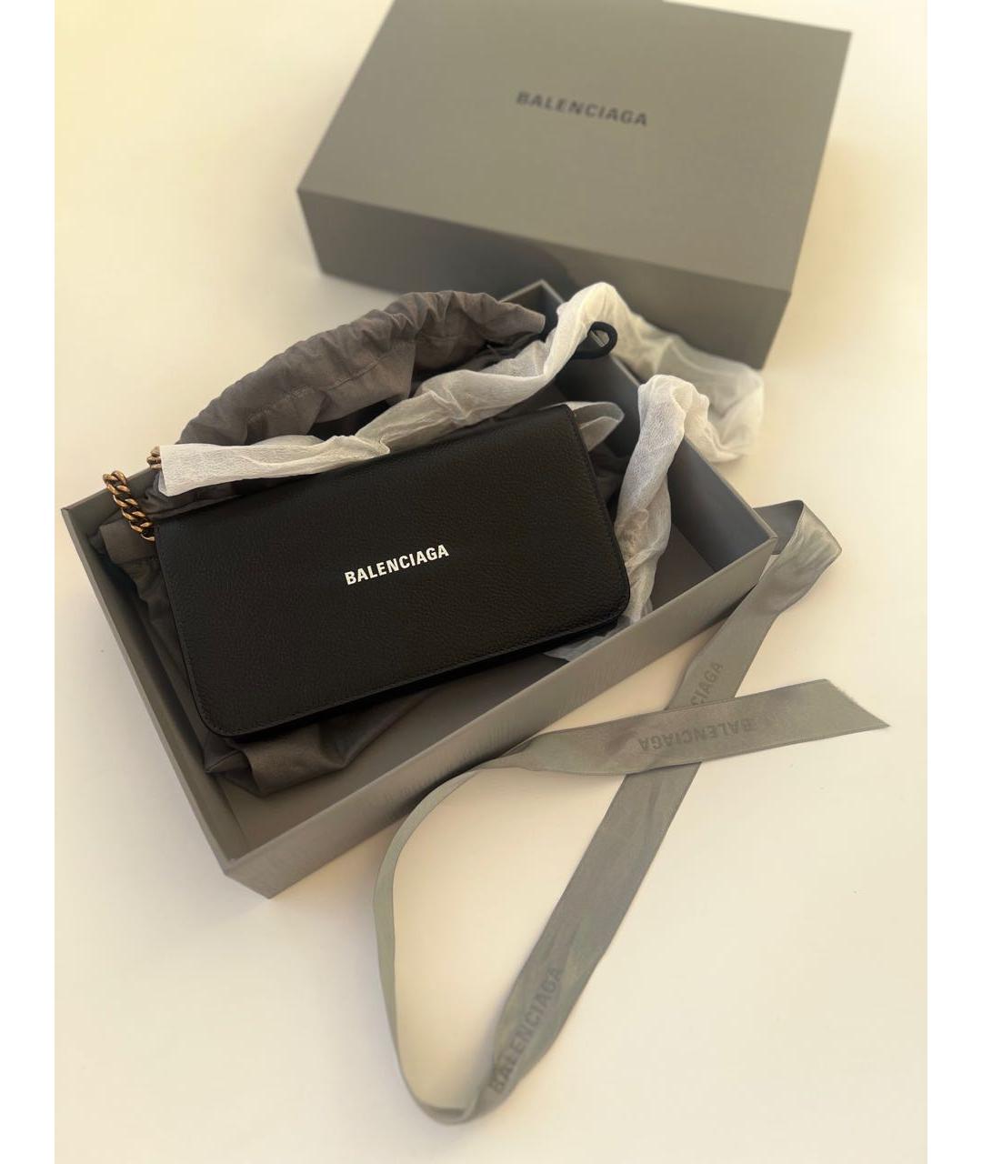 BALENCIAGA Черная кожаная сумка через плечо, фото 3