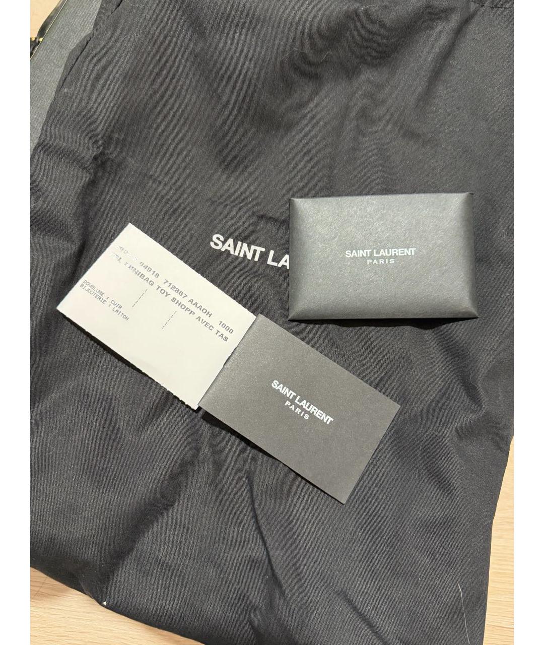 SAINT LAURENT Черная кожаная сумка тоут, фото 3