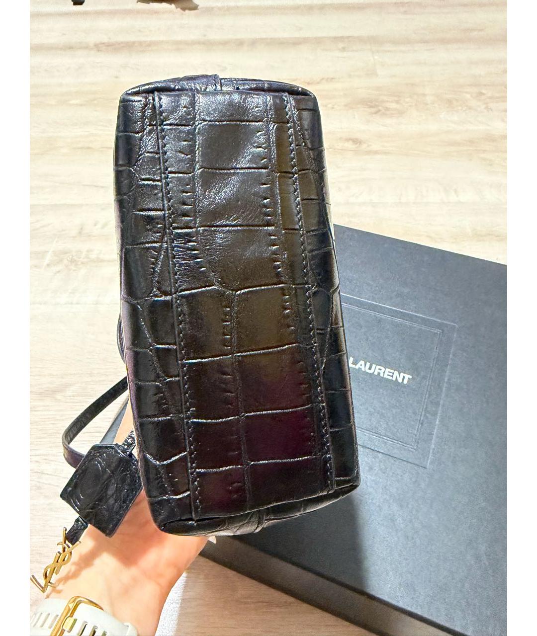 SAINT LAURENT Черная кожаная сумка тоут, фото 2