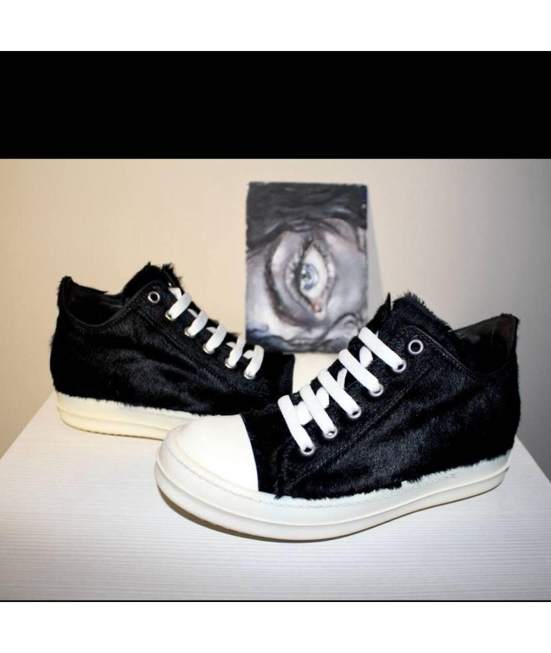 RICK OWENS Черные кожаные кеды, фото 3