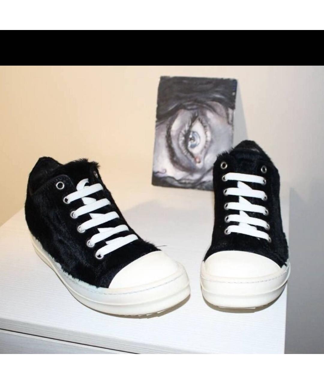 RICK OWENS Черные кожаные кеды, фото 2