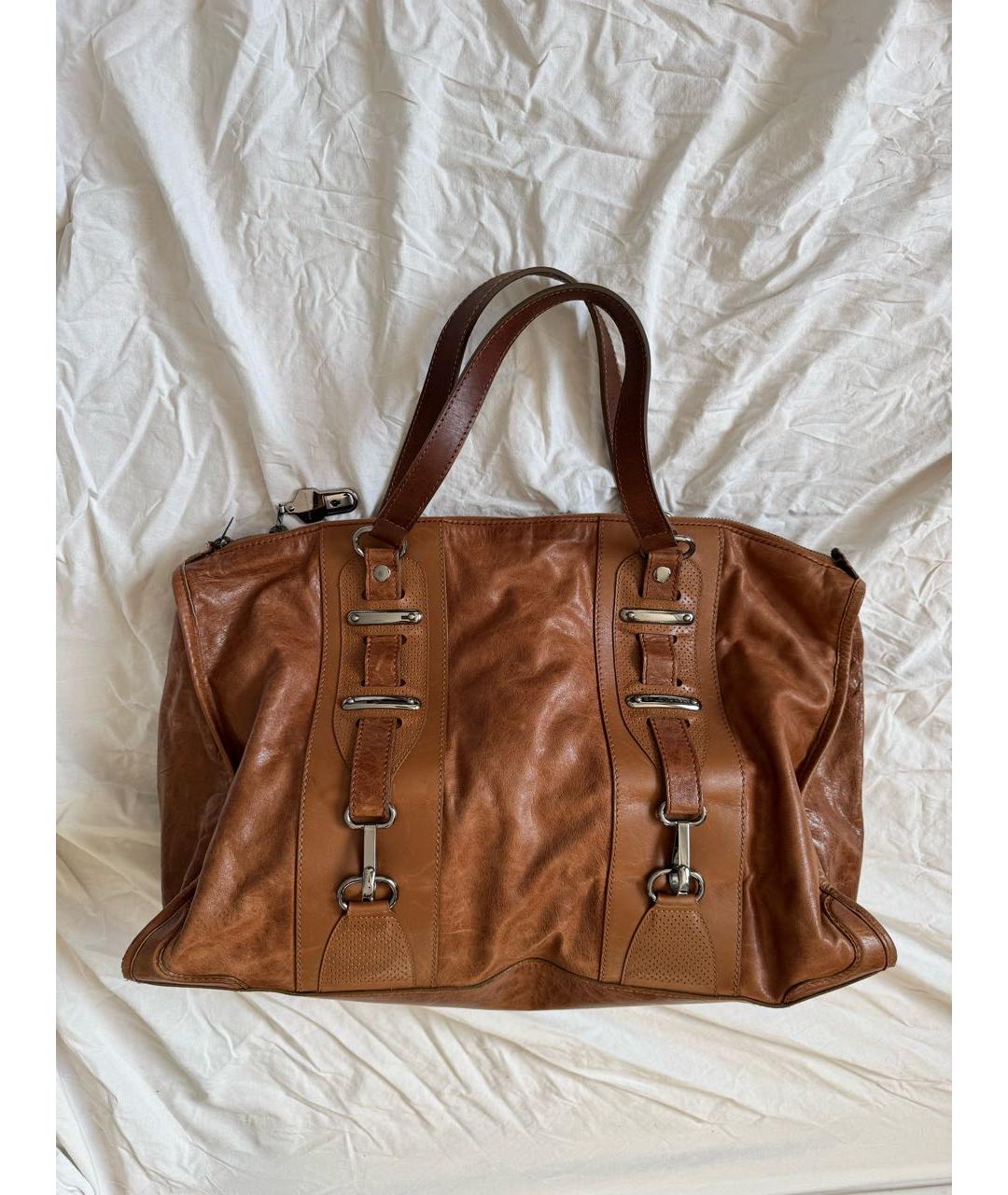 BALENCIAGA Коричневая кожаная сумка с короткими ручками, фото 8