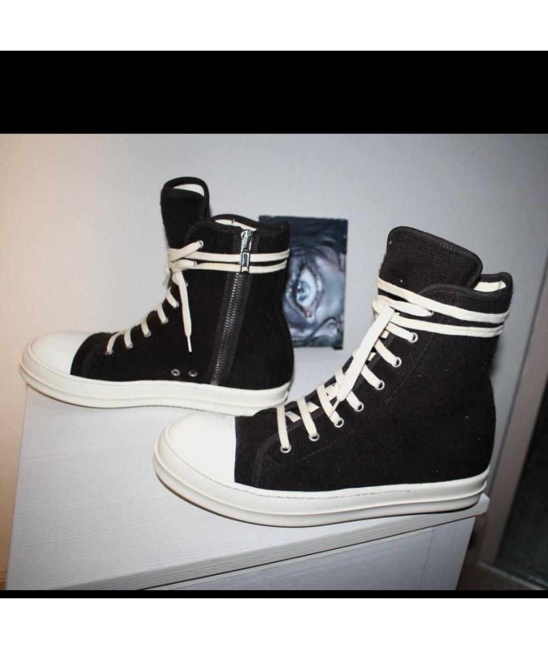 RICK OWENS DRKSHDW Коричневые текстильные высокие кроссовки / кеды, фото 6