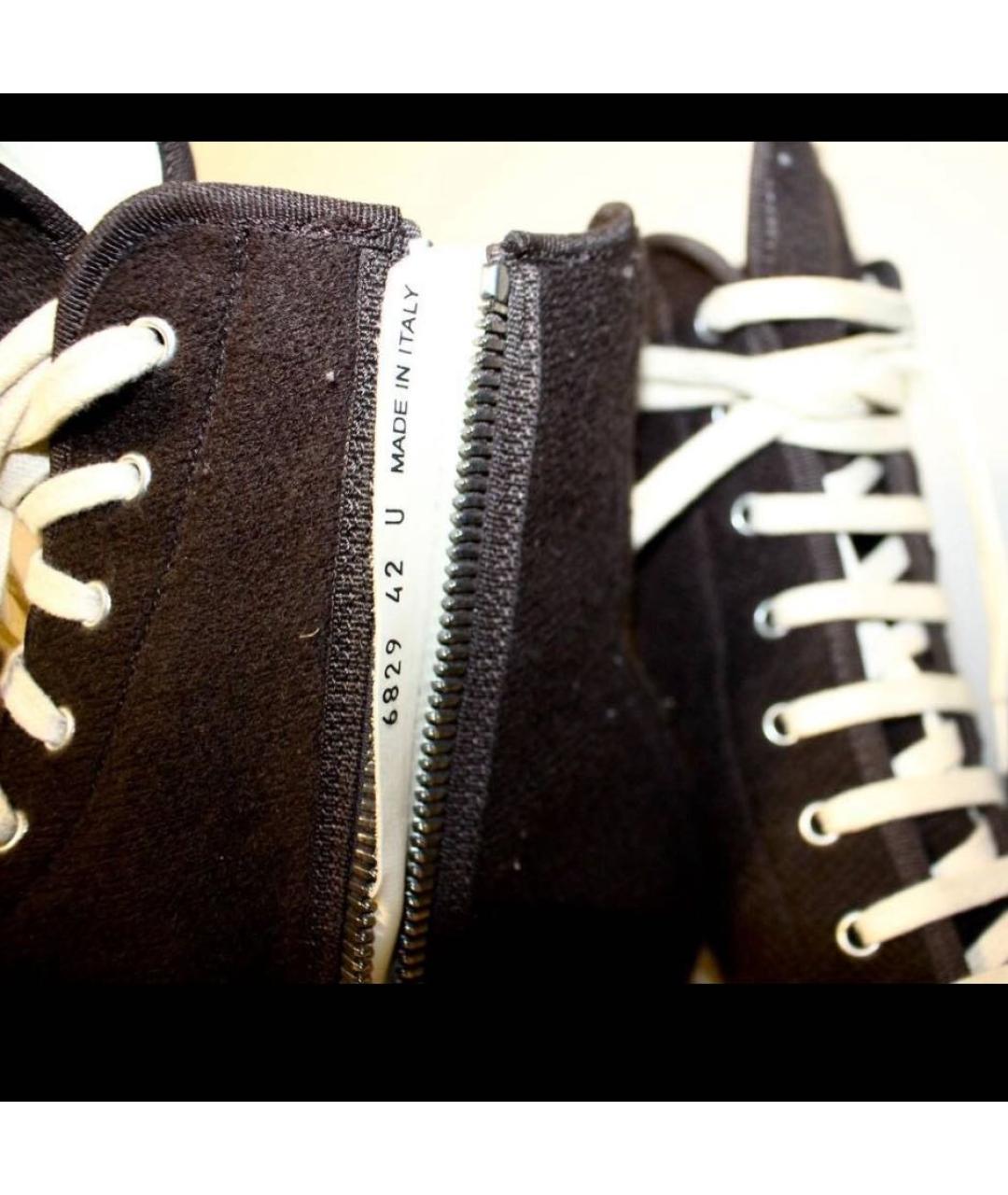 RICK OWENS DRKSHDW Коричневые текстильные высокие кроссовки / кеды, фото 5