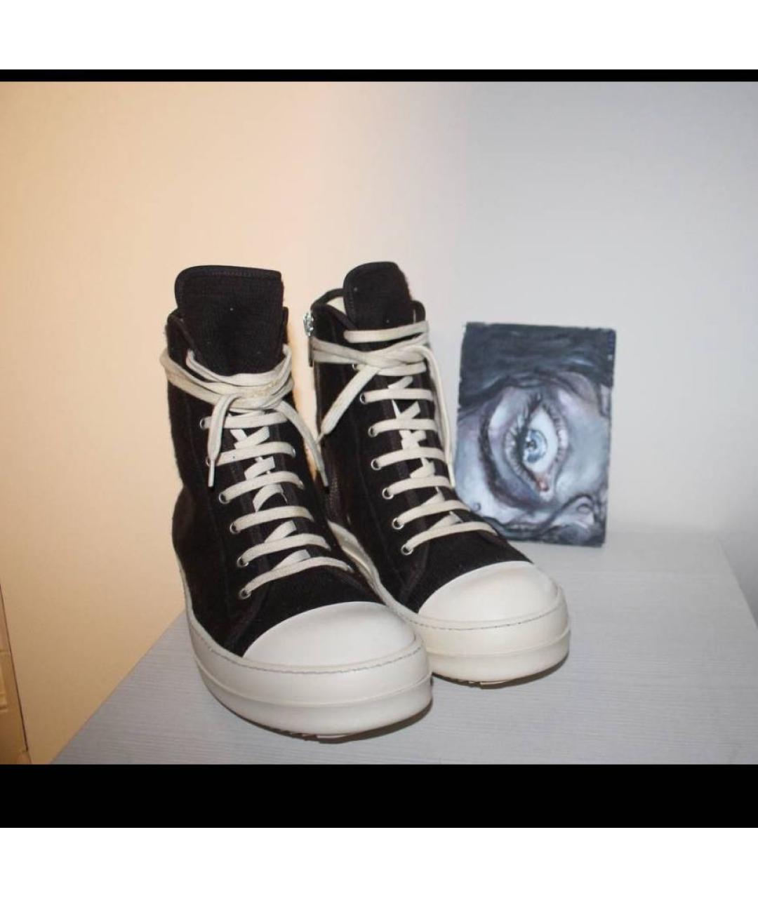 RICK OWENS DRKSHDW Коричневые текстильные высокие кроссовки / кеды, фото 2