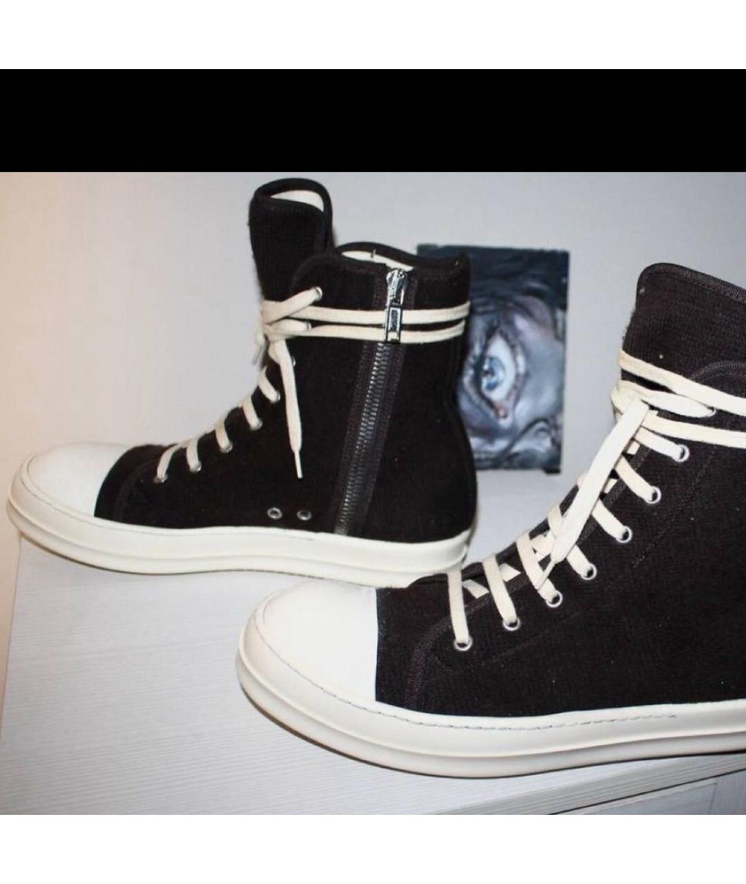 RICK OWENS DRKSHDW Коричневые текстильные высокие кроссовки / кеды, фото 3