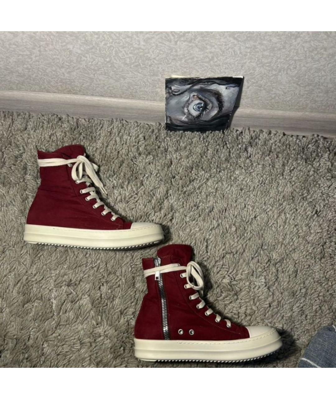 RICK OWENS DRKSHDW Бордовые текстильные кеды, фото 5