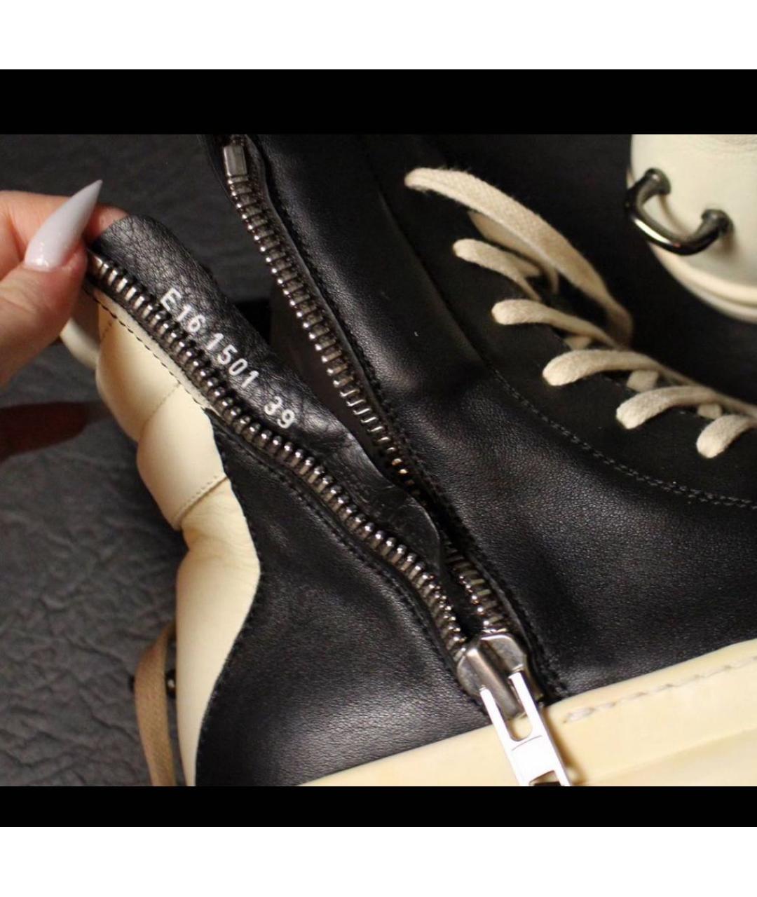 RICK OWENS Черные кожаные кеды, фото 6