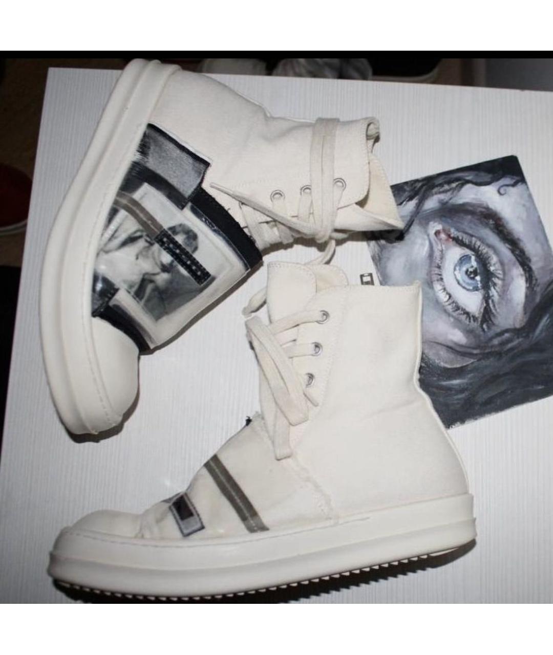 RICK OWENS Белые текстильные кеды, фото 3