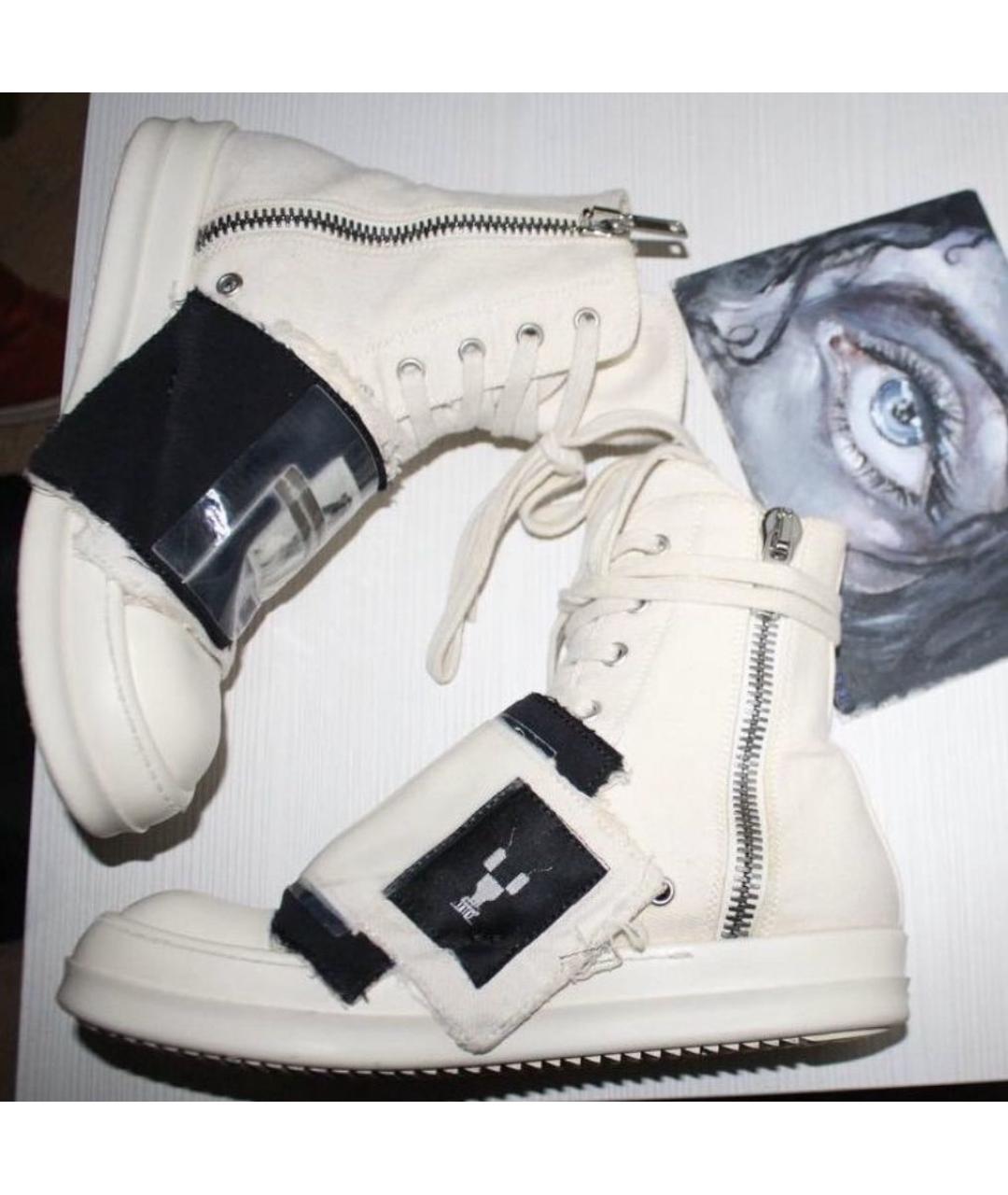 RICK OWENS Белые текстильные кеды, фото 5