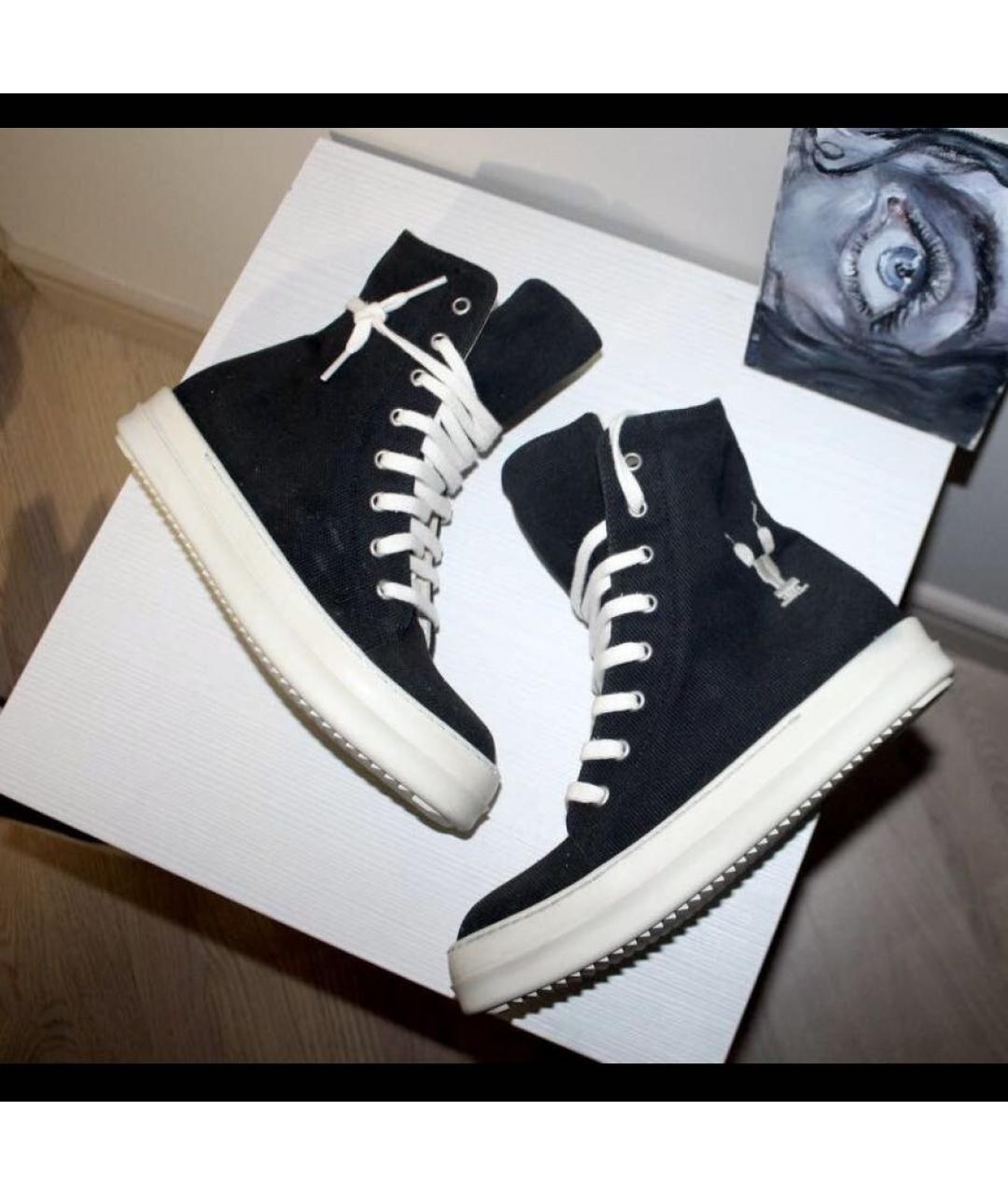 RICK OWENS DRKSHDW Черные текстильные кеды, фото 3