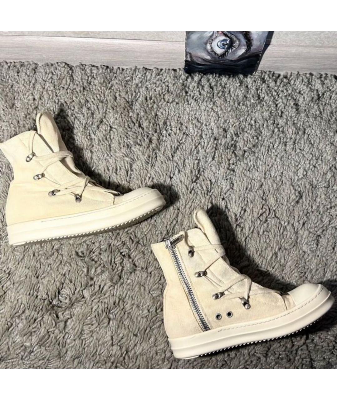 RICK OWENS DRKSHDW Белые текстильные кеды, фото 6