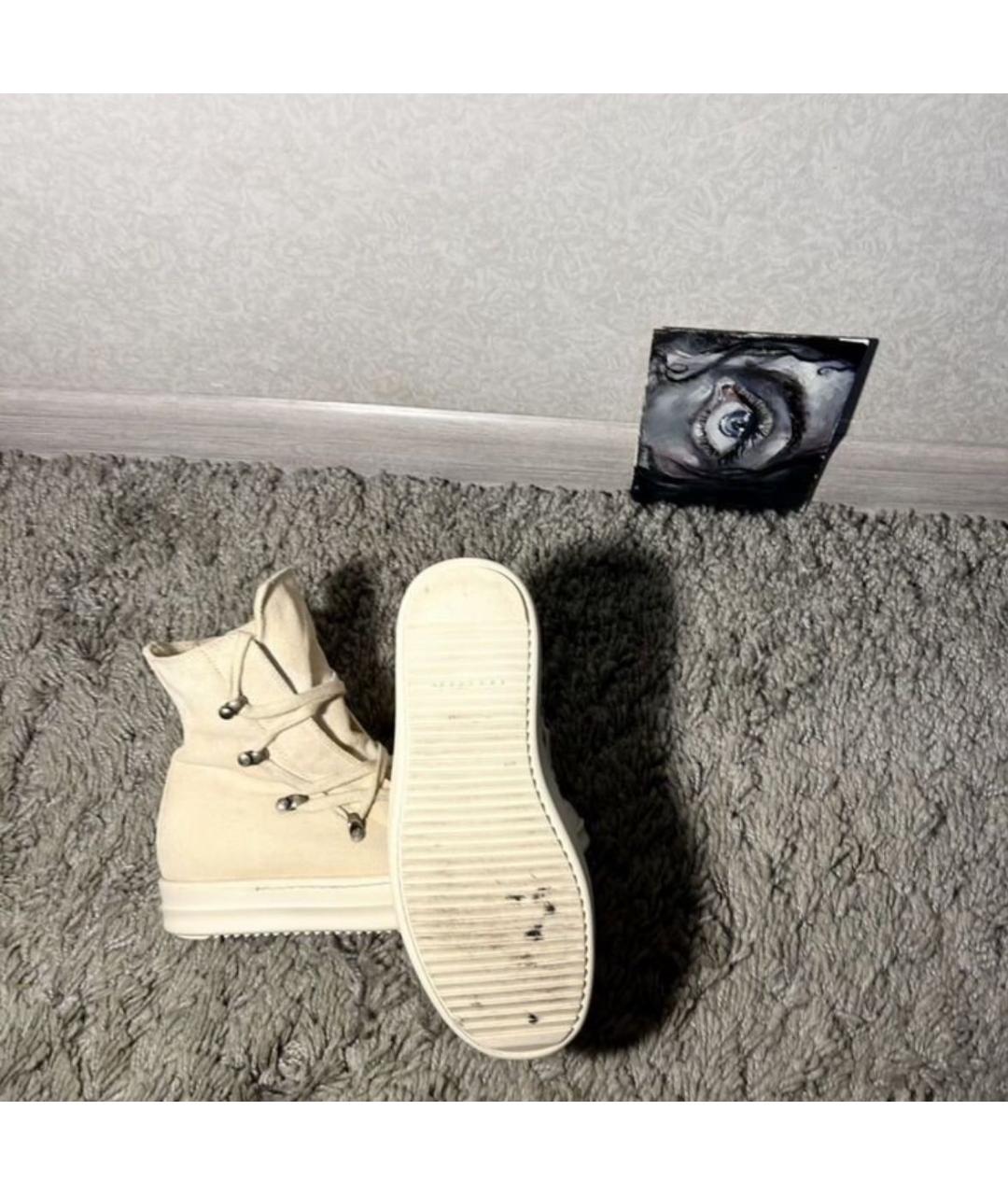 RICK OWENS DRKSHDW Белые текстильные кеды, фото 4