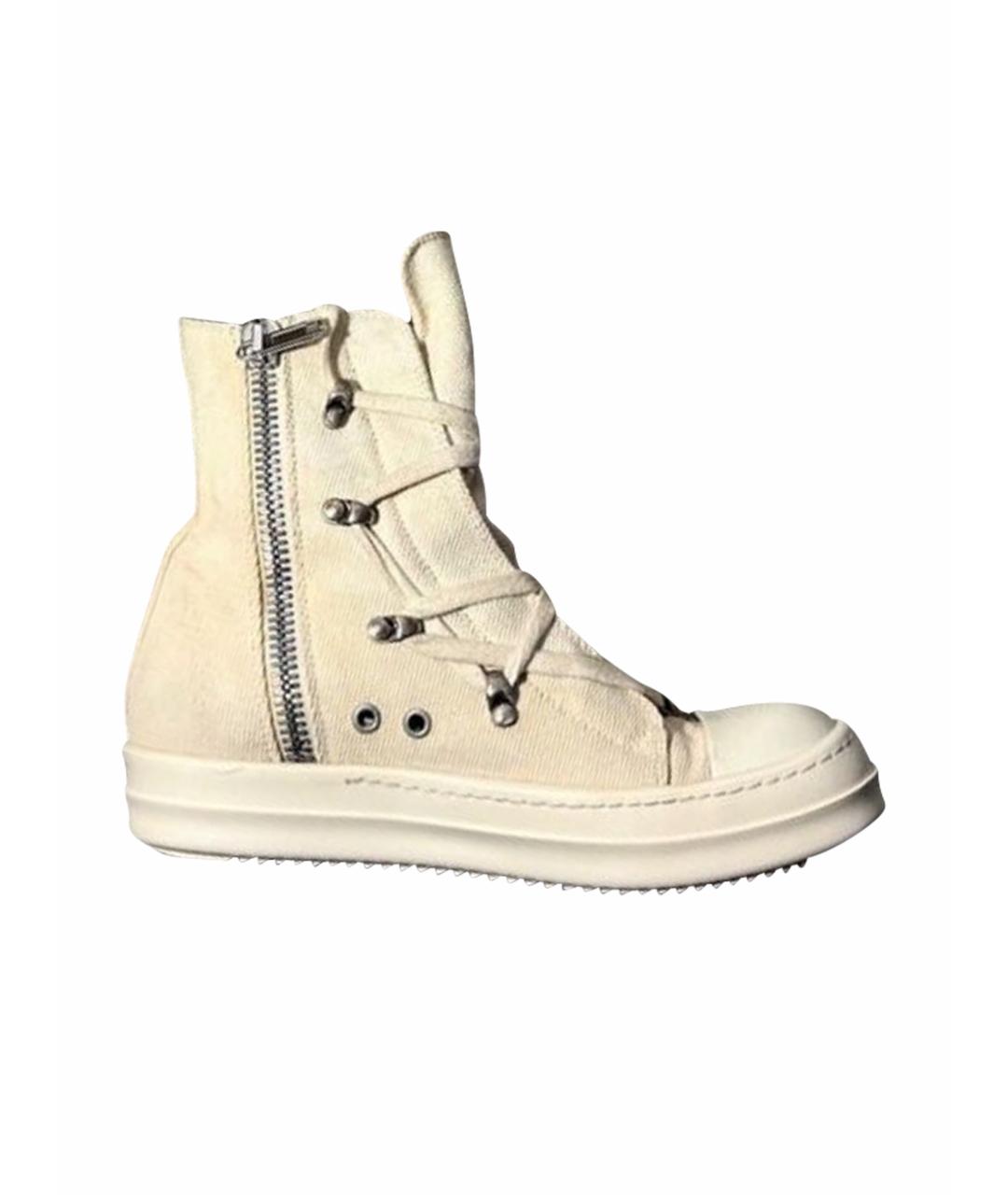 RICK OWENS DRKSHDW Белые текстильные кеды, фото 1