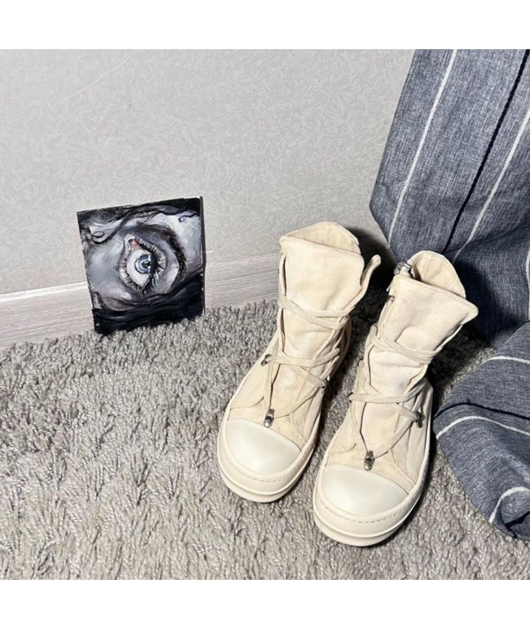 RICK OWENS DRKSHDW Белые текстильные кеды, фото 2