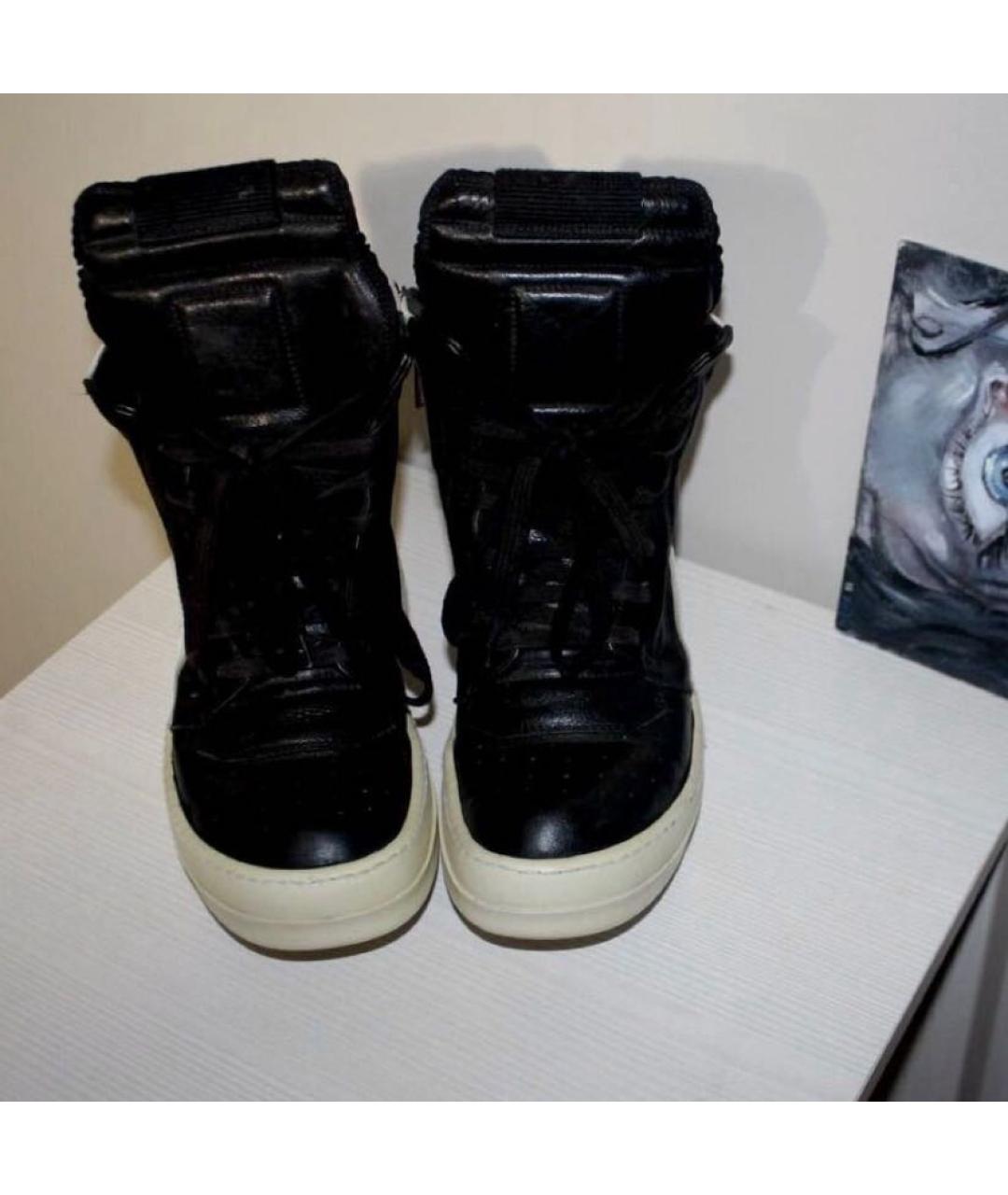 RICK OWENS Черные кожаные кеды, фото 2