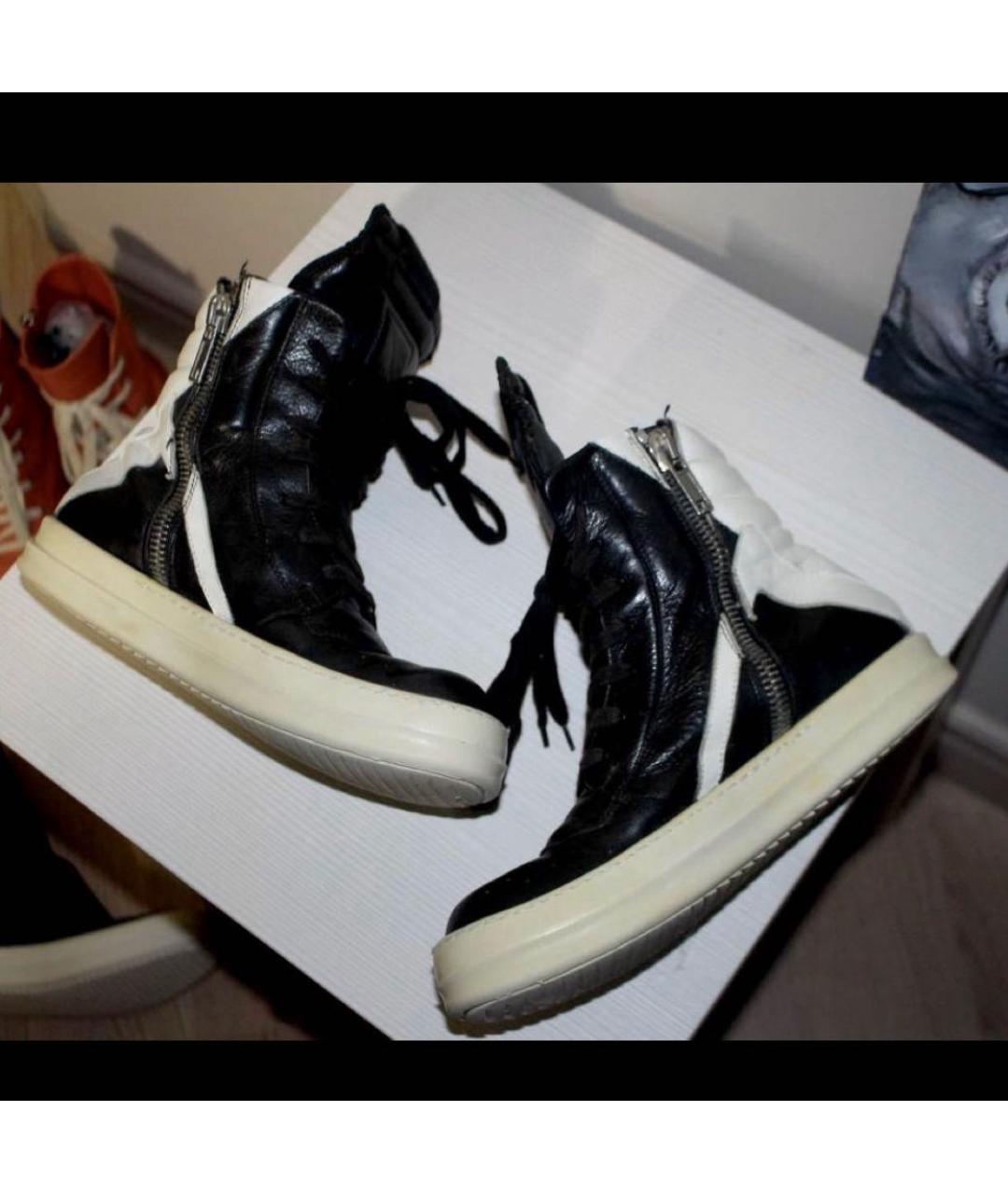 RICK OWENS Черные кожаные кеды, фото 3