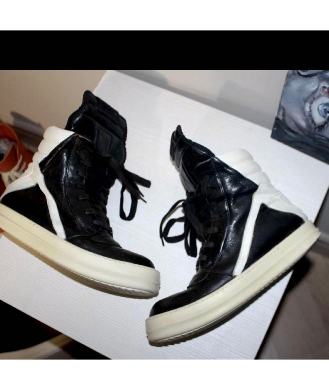 RICK OWENS Черные кожаные кеды, фото 7