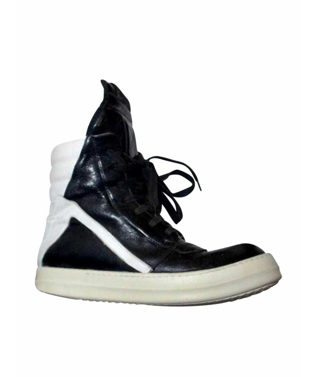 RICK OWENS Черные кожаные кеды, фото 1