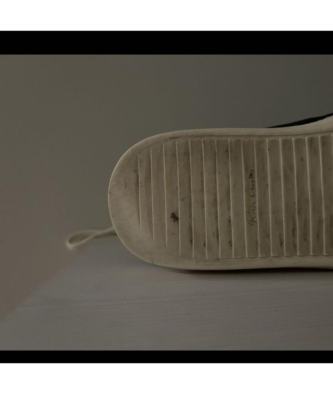 RICK OWENS Черные кожаные высокие кроссовки / кеды, фото 6