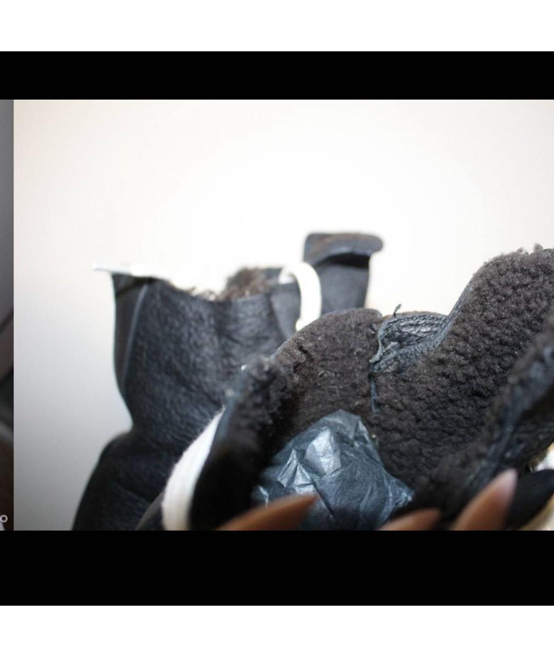 RICK OWENS Черные кожаные высокие кроссовки / кеды, фото 4