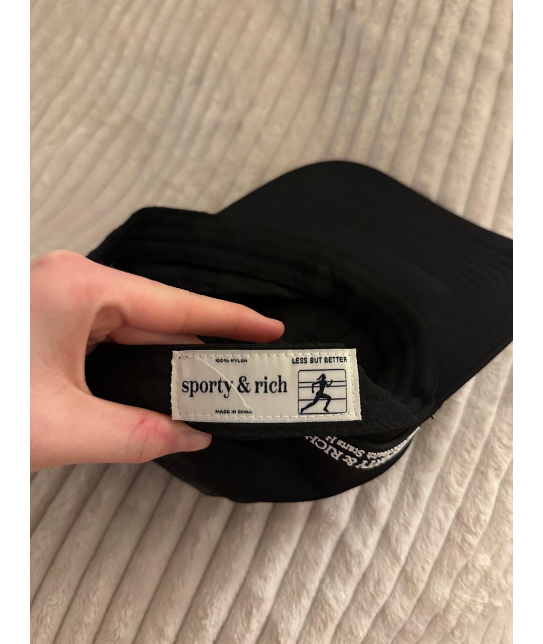 SPORTY AND RICH Черная синтетическая кепка, фото 5