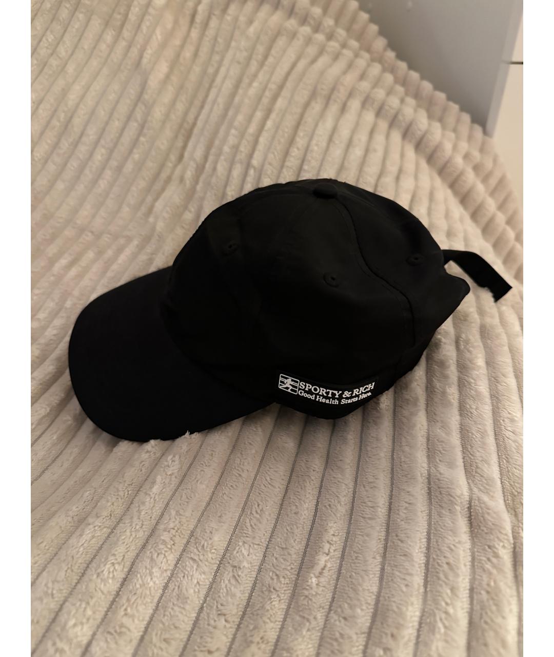 SPORTY AND RICH Черная синтетическая кепка, фото 6
