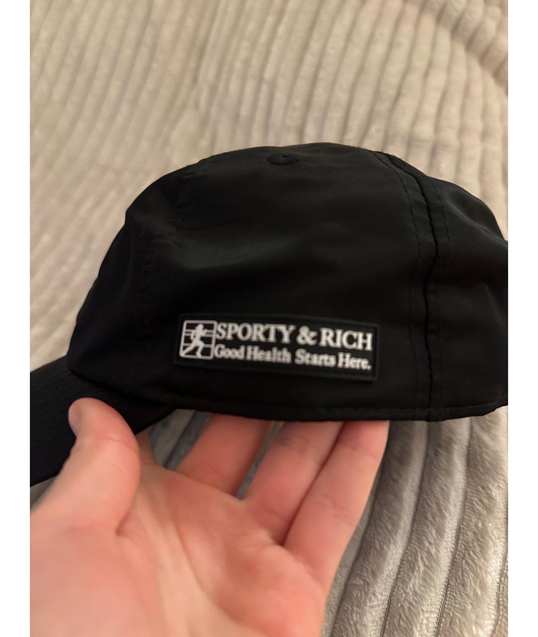 SPORTY AND RICH Черная синтетическая кепка, фото 4
