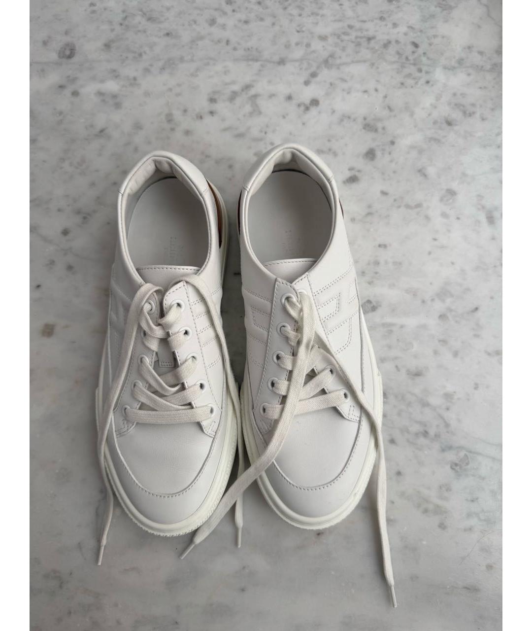 HERMES Белые кожаные кеды, фото 3