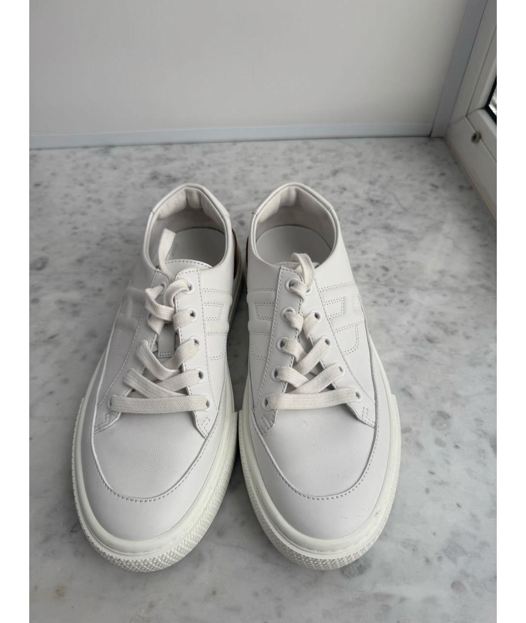 HERMES Белые кожаные кеды, фото 2