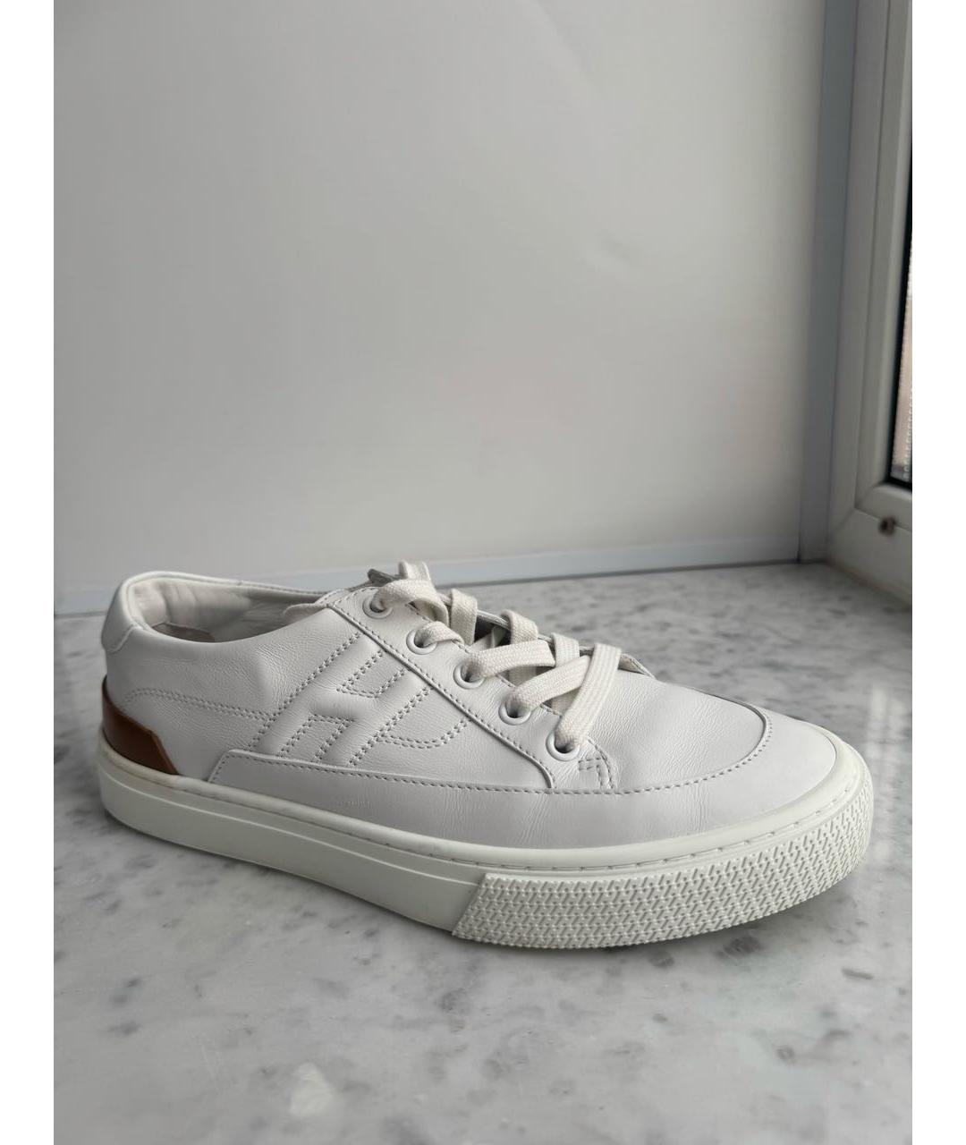 HERMES Белые кожаные кеды, фото 5