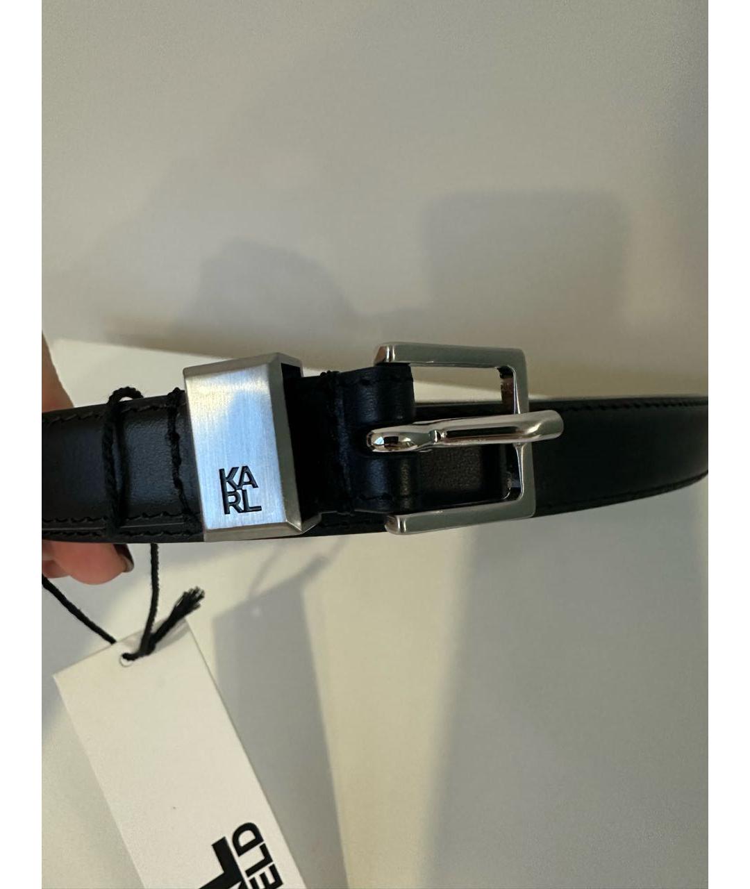 KARL LAGERFELD Черный кожаный ремень, фото 2