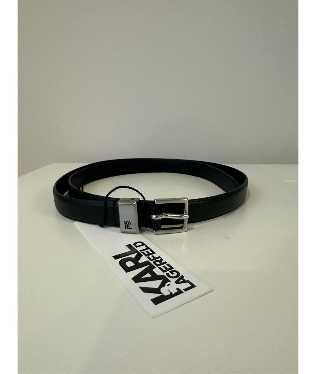 KARL LAGERFELD Черный кожаный ремень, фото 5