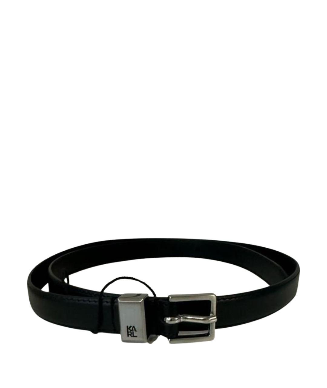 KARL LAGERFELD Черный кожаный ремень, фото 1