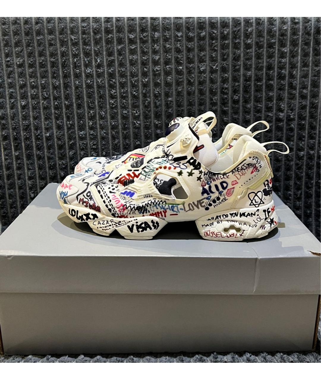 VETEMENTS Белые текстильные низкие кроссовки / кеды, фото 5