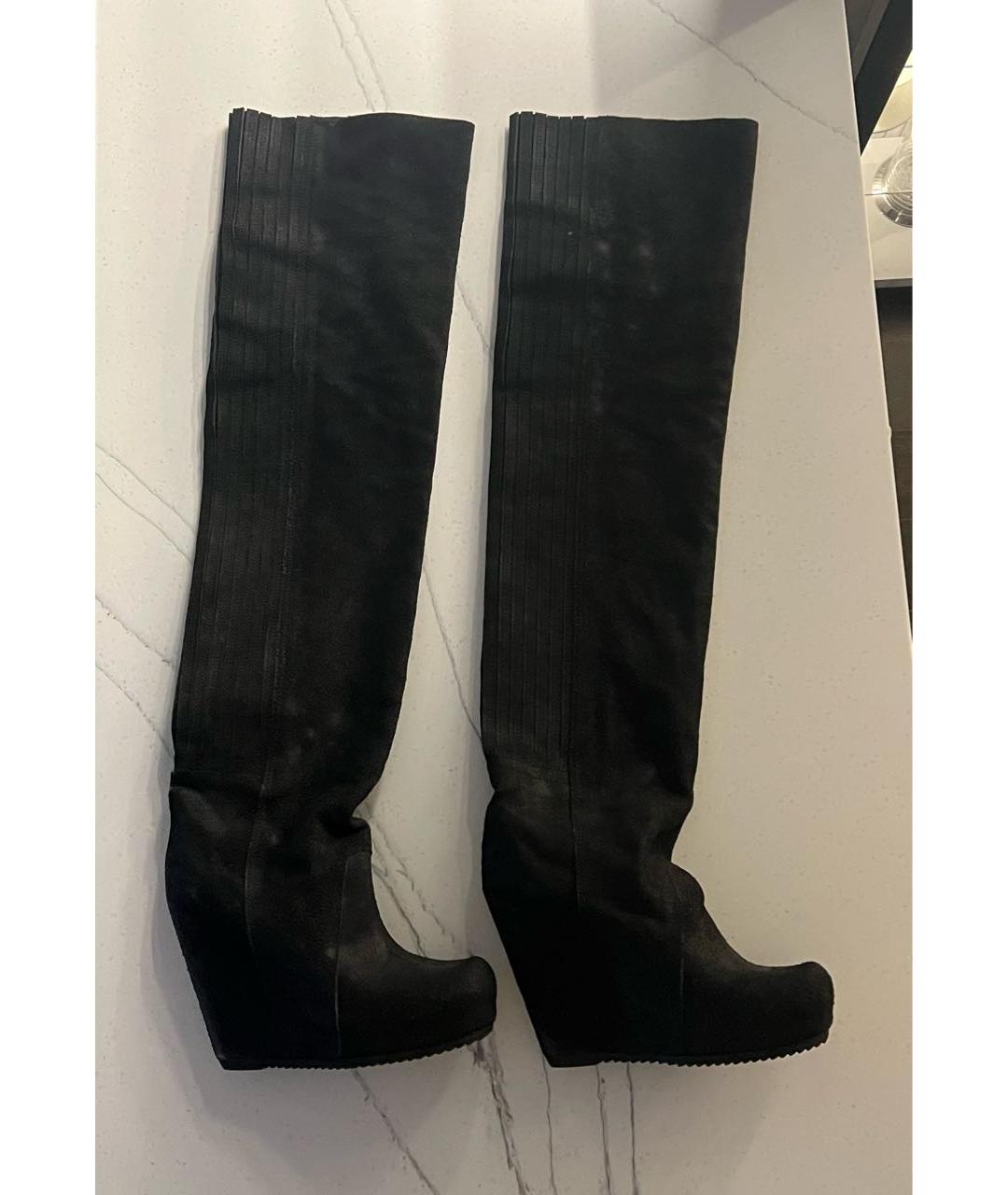 RICK OWENS Черные замшевые сапоги, фото 6