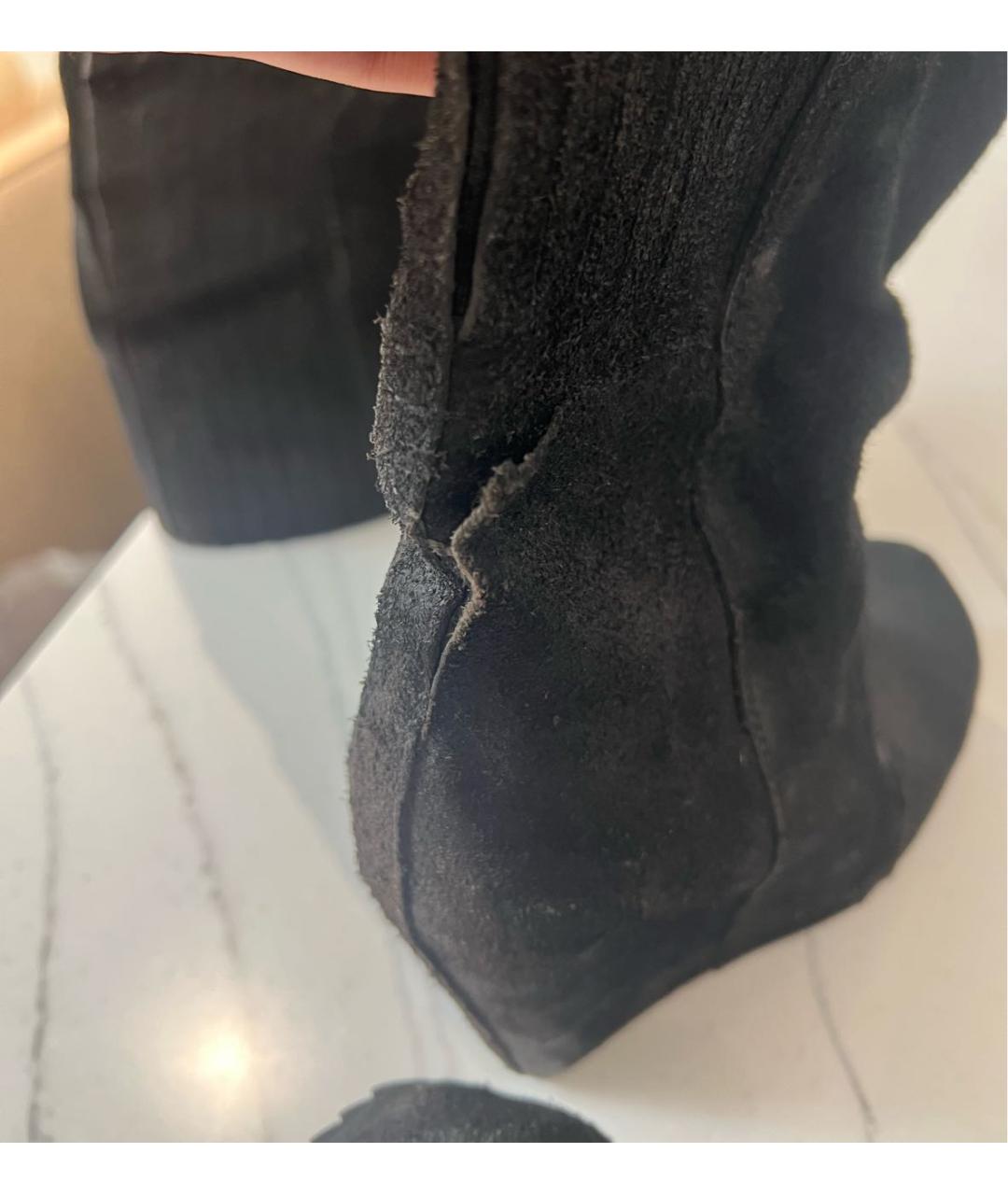 RICK OWENS Черные замшевые сапоги, фото 5