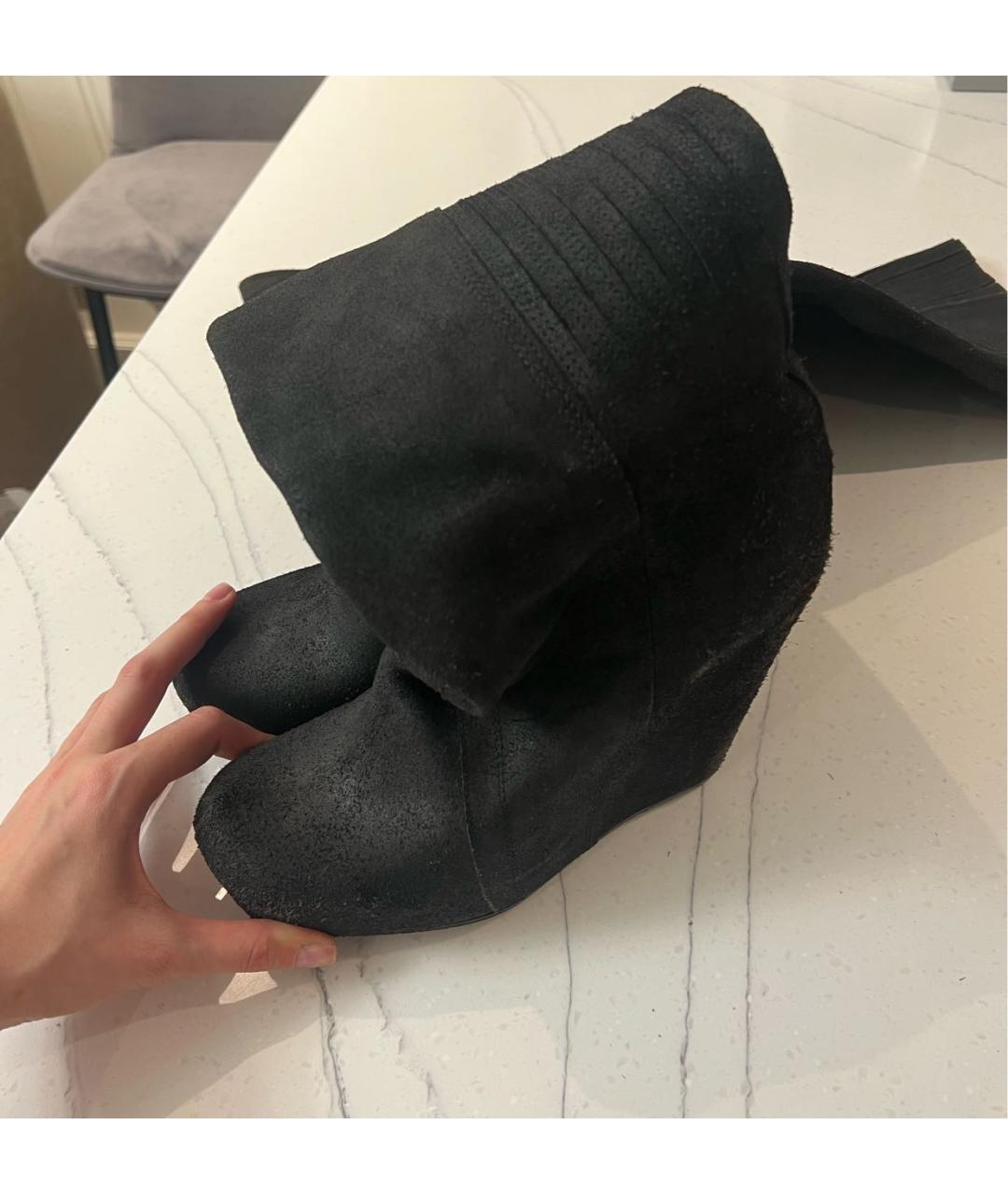 RICK OWENS Черные замшевые сапоги, фото 4
