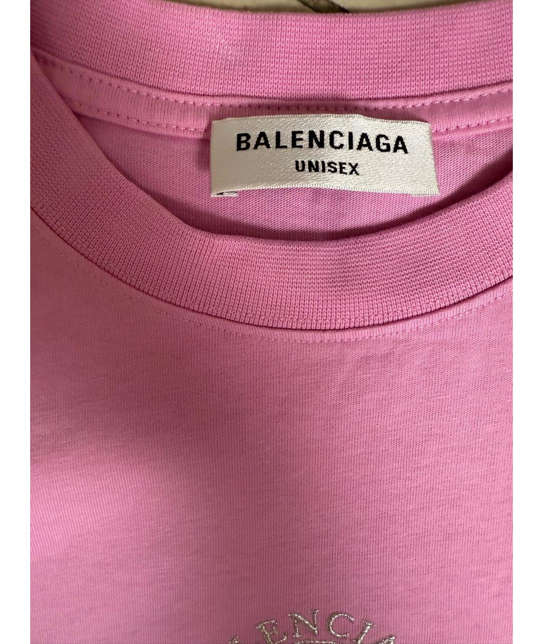 BALENCIAGA Розовая хлопковая футболка, фото 4
