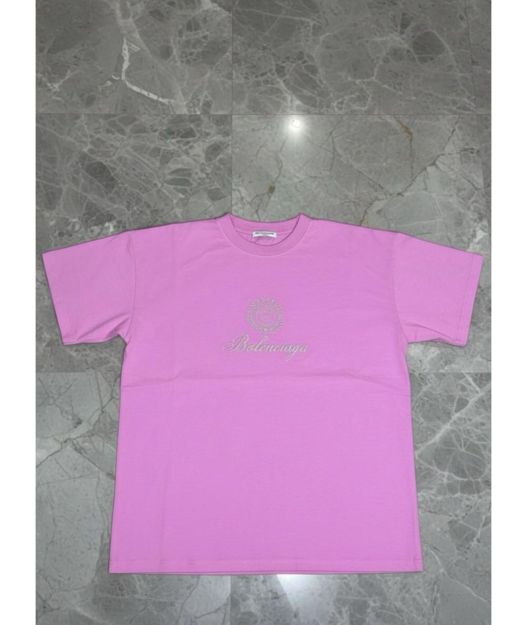 BALENCIAGA Розовая хлопковая футболка, фото 6