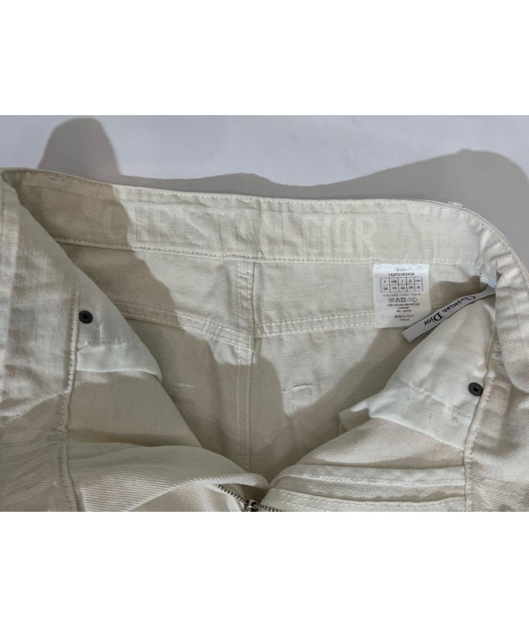 CHRISTIAN DIOR Белые хлопковые джинсы клеш, фото 4