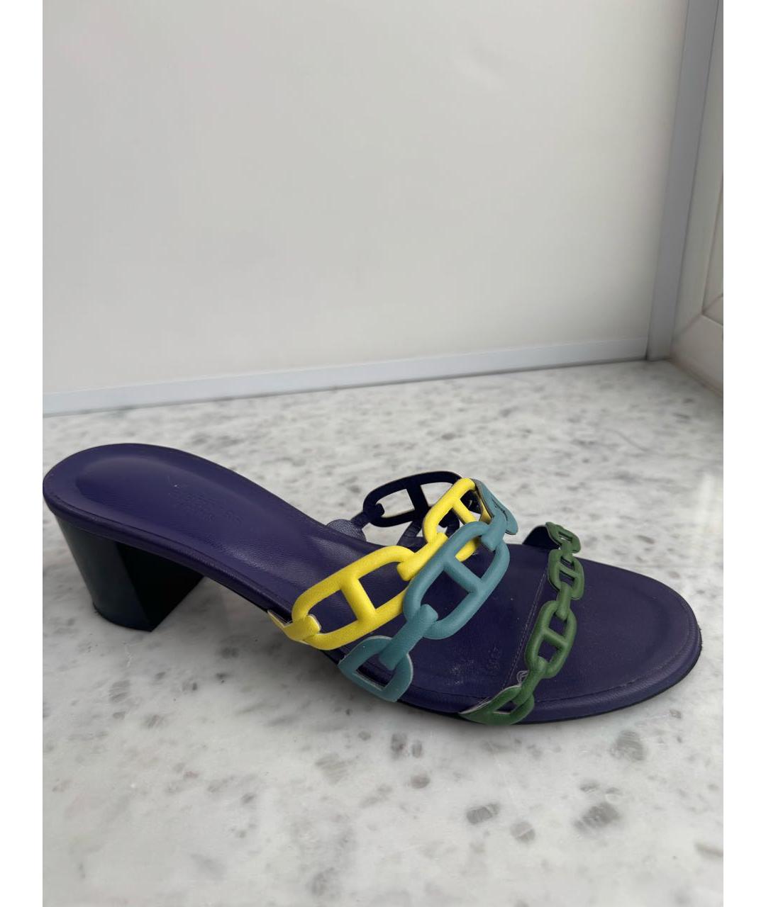 HERMES Мульти кожаные мюли, фото 5