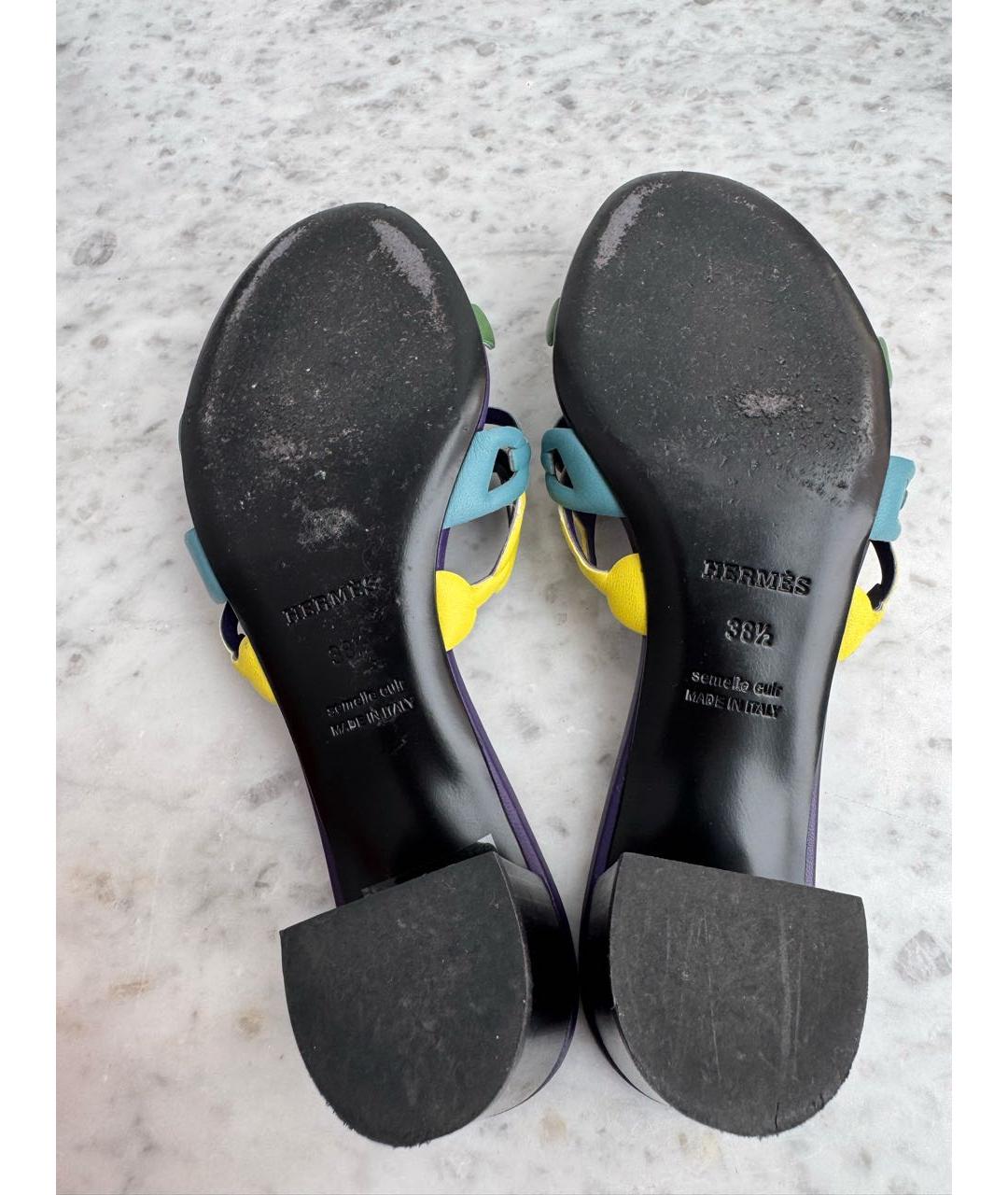 HERMES Мульти кожаные мюли, фото 4