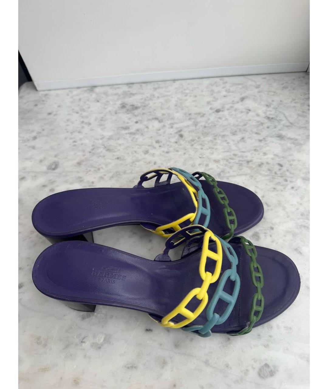 HERMES Мульти кожаные мюли, фото 3