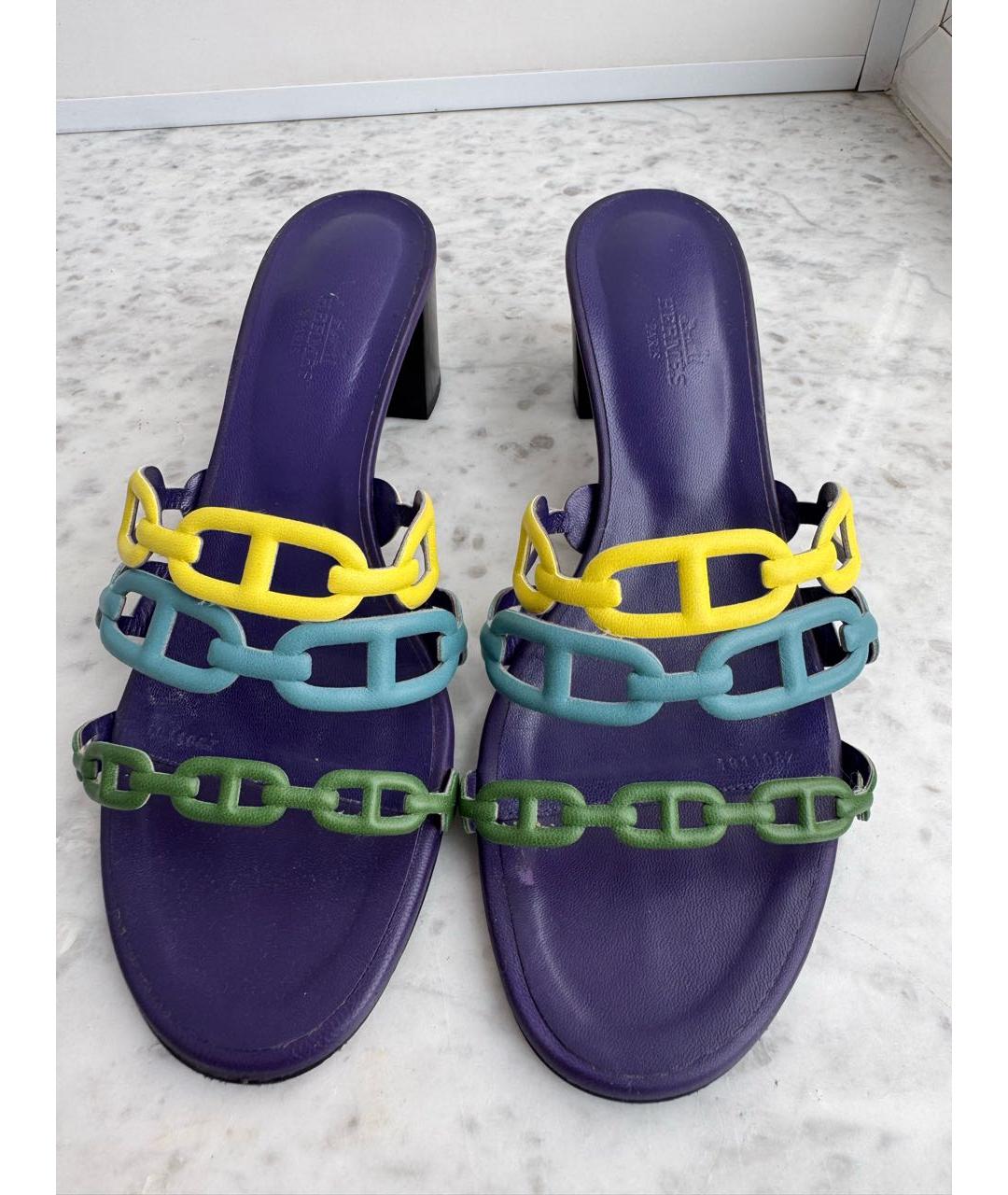 HERMES Мульти кожаные мюли, фото 2